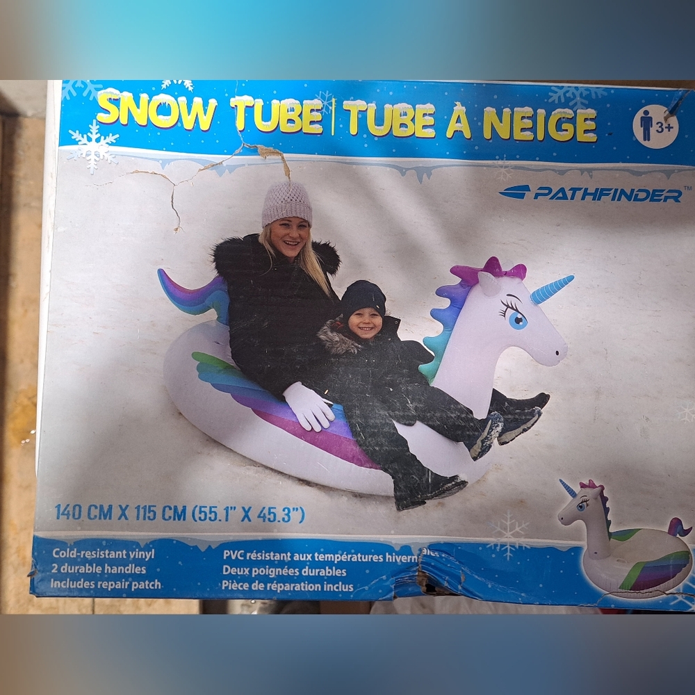 Pathfinder Unicorn Snow Tube for Kids - White and Purple. Ages 3+